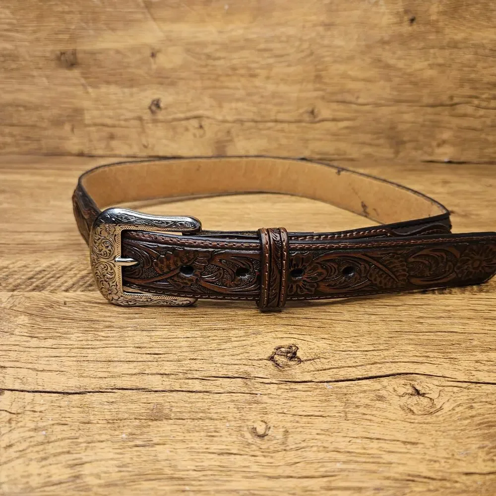 Cody James Brown Etched Western Belt size 26